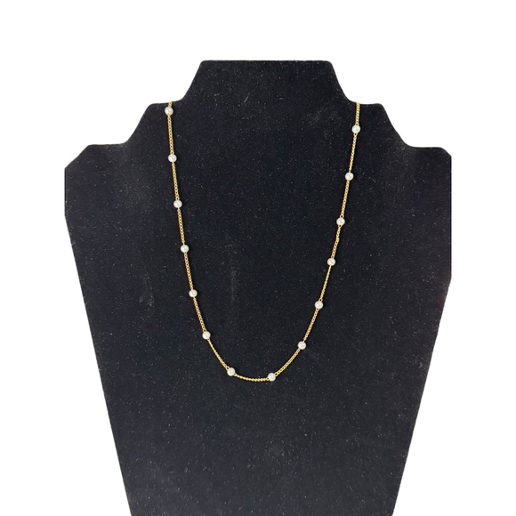 EVRY Jewelry - EVRY Gold Tone & White Pearl Station Necklace One Size